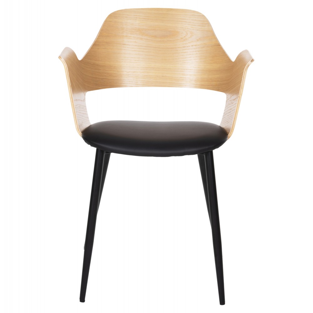 Πολυθρόνα "VELP" από μέταλλο/τεχνόδερμα σε μαύρο/φυσικό χρώμα 55,5x50x79