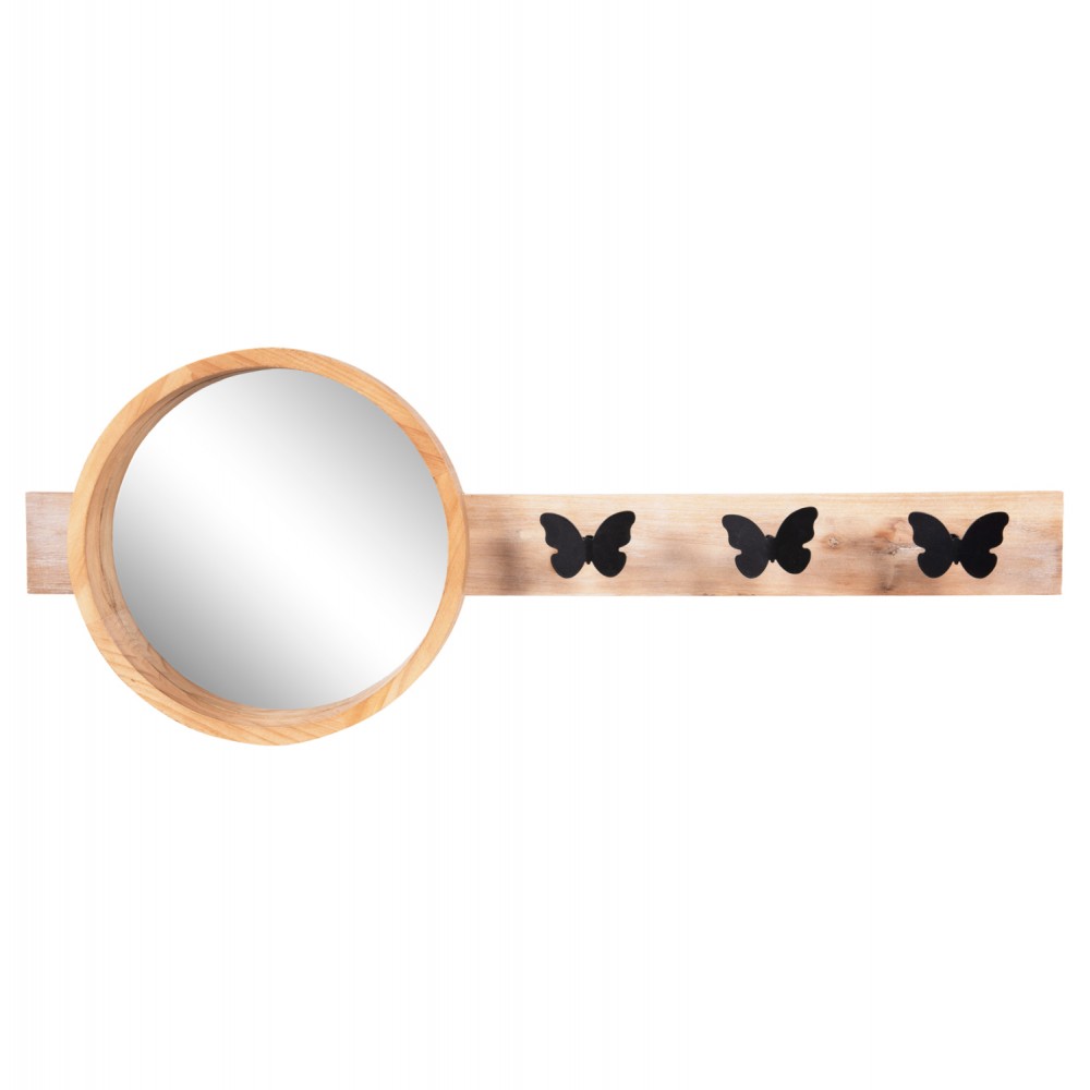 Καθρέπτης τοίχου "SCUTTLE" από ξύλο σε χρώμα φυσικό 80x6,5x30,5