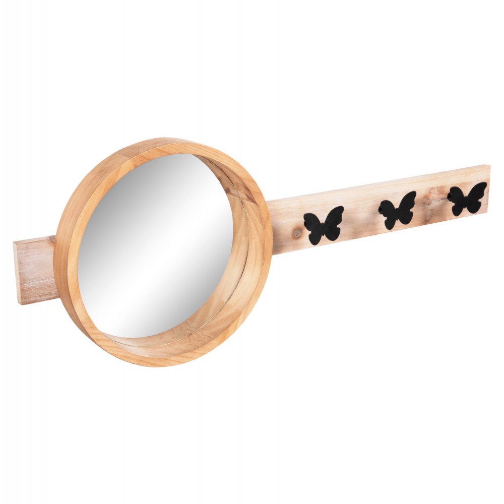 Καθρέπτης τοίχου "SCUTTLE" από ξύλο σε χρώμα φυσικό 80x6,5x30,5