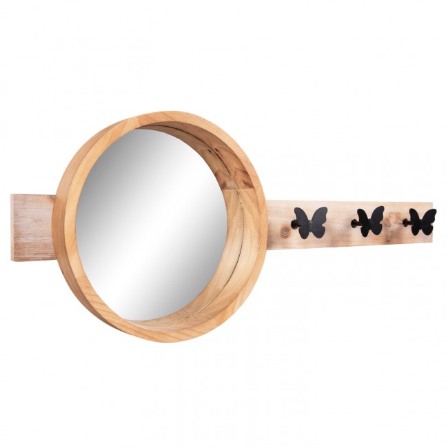 Καθρέπτης τοίχου "SCUTTLE" από ξύλο σε χρώμα φυσικό 80x6,5x30,5