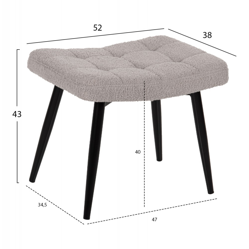 Πολυθρόνα με υποπόδιο "CRAWLEY" από ύφασμα σε χρώμα γκρι 70x74x105