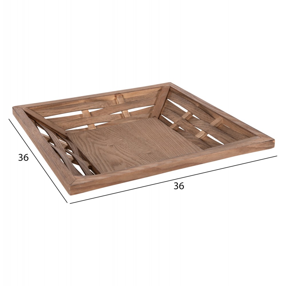 Δίσκος σερβιρίσματος από ξύλο σε φυσικό χρώμα 36x36x6