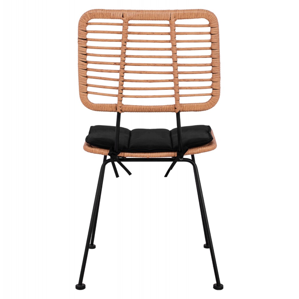 Καρέκλα "ALLEGRA" από μέταλλο/wicker σε μαύρο/μπεζ χρώμα 46x56x87