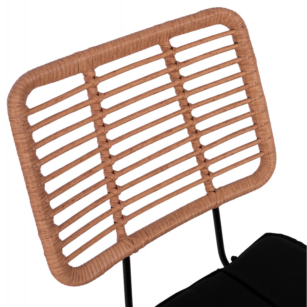 Καρέκλα "ALLEGRA" από μέταλλο/wicker σε μαύρο/μπεζ χρώμα 46x56x87