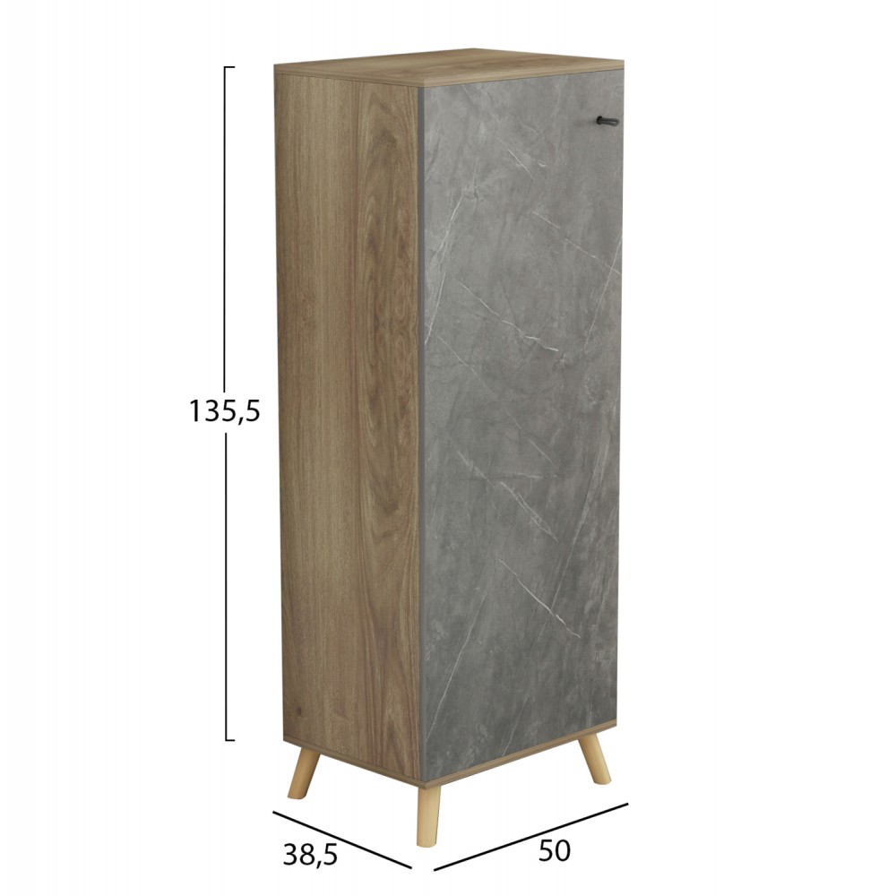 Παπουτσοθήκη "ALVARO"  σε χρώμα σονόμα/γκρι 50x38x135