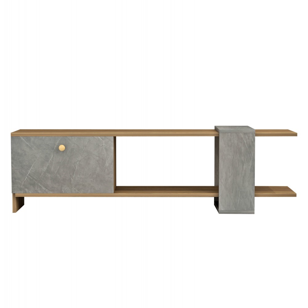 Έπιπλο τηλεόρασης "HENRIETTE" σε χρώμα φυσικό/γκρι 120x25x37