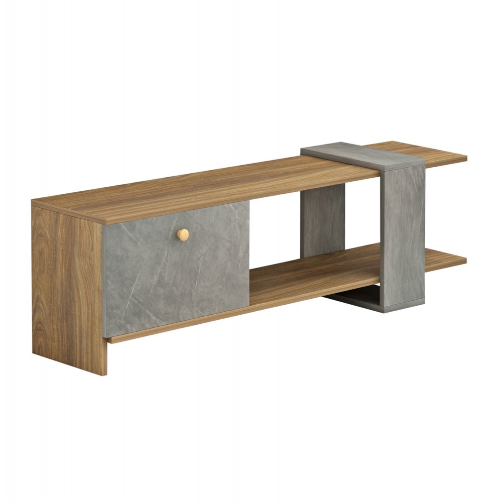 Έπιπλο τηλεόρασης "HENRIETTE" σε χρώμα φυσικό/γκρι 120x25x37