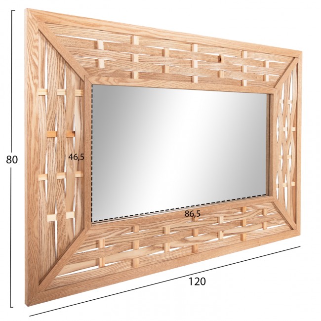 Καθρέπτης τοίχου από bamboo σε χρώμα oak 120x2,5x80