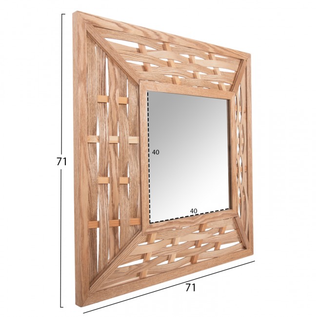 Καθρέπτης τοίχου από bamboo σε χρώμα oak 71x7x71