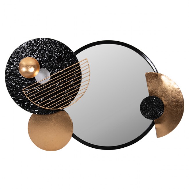 Καθρέπτης τοίχου από μέταλλο σε χρώμα μαύρο/χρυσό 82x8x52