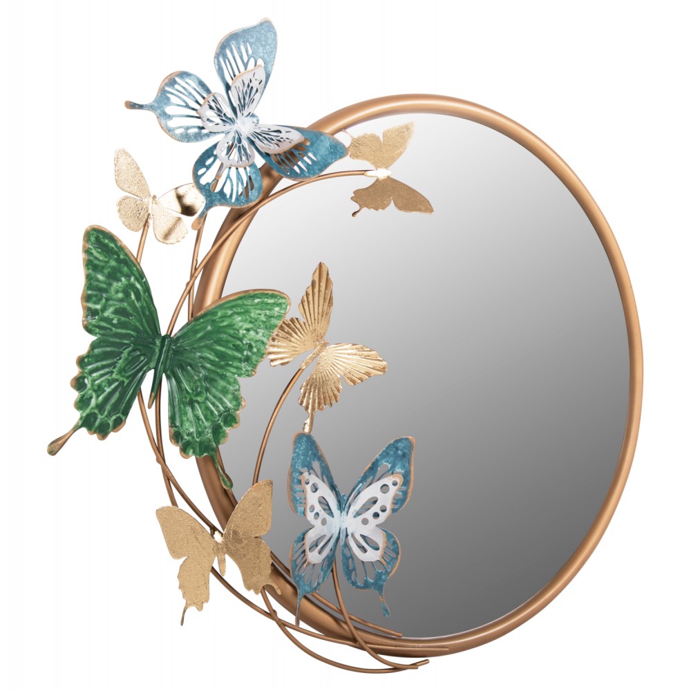 Καθρέπτης τοίχου από μέταλλο σε χρώμα πράσινο/μπλέ/χρυσό 62x6,5x56