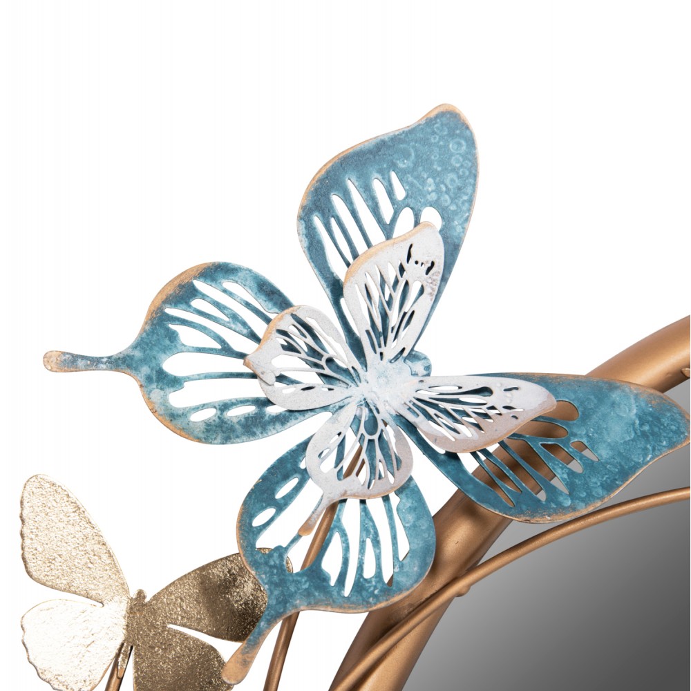 Καθρέπτης τοίχου από μέταλλο σε χρώμα πράσινο/μπλέ/χρυσό 62x6,5x56