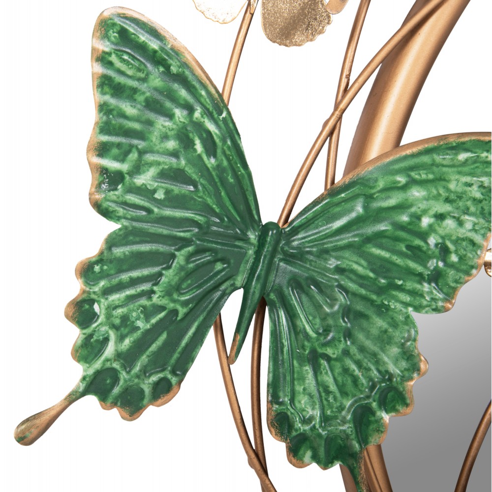 Καθρέπτης τοίχου από μέταλλο σε χρώμα πράσινο/μπλέ/χρυσό 62x6,5x56