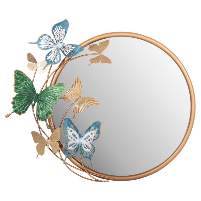 Καθρέπτης τοίχου από μέταλλο σε χρώμα πράσινο/μπλέ/χρυσό 62x6,5x56