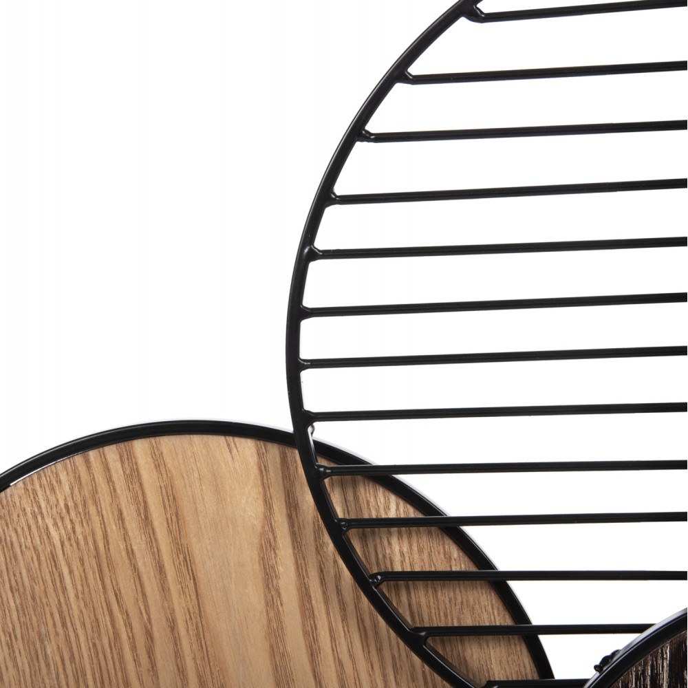 Καθρέπτης τοίχου "DAVION" από μέταλλο/mdf σε χρώμα μαύρο/καφέ 123x5x63