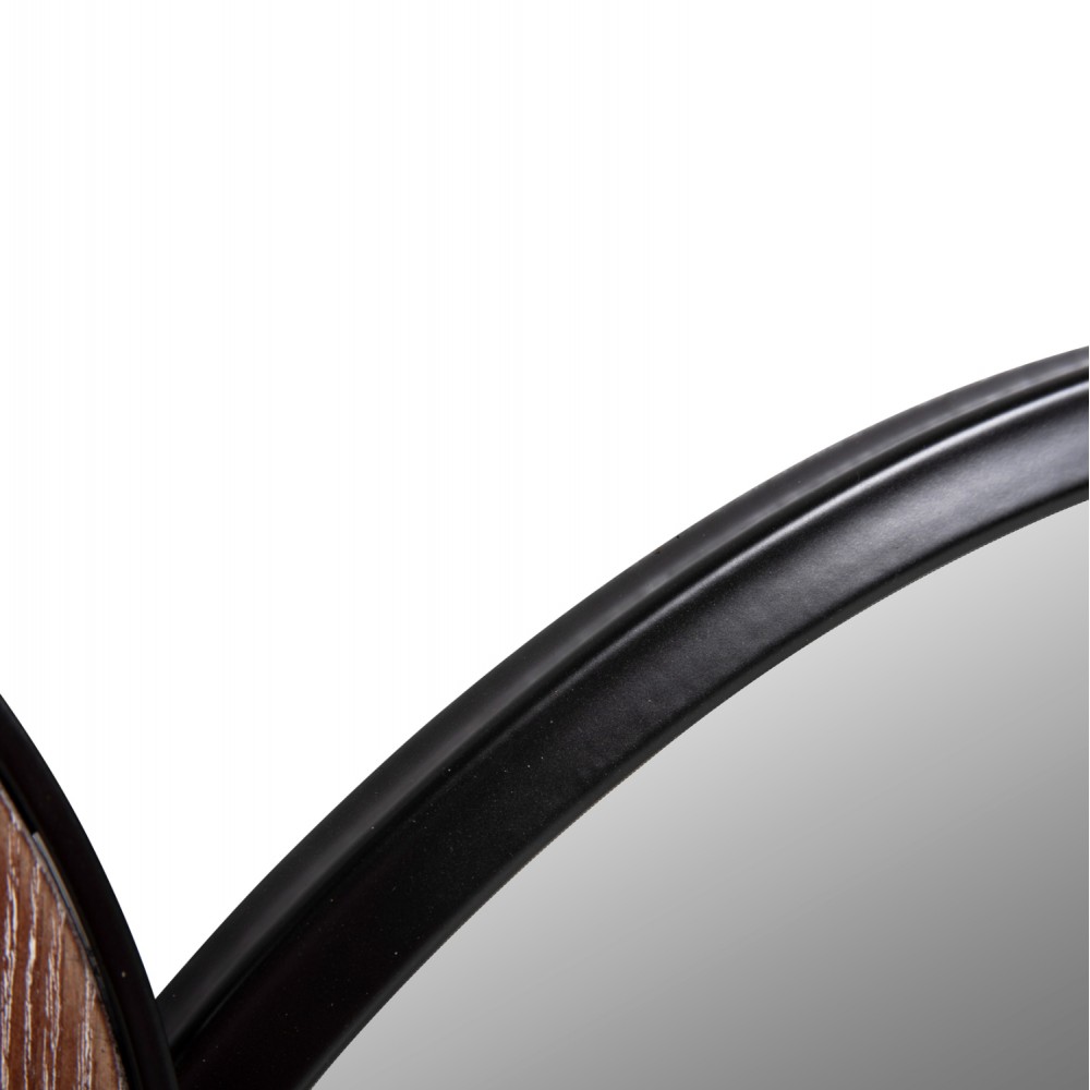 Καθρέπτης τοίχου "DAVION" από μέταλλο/mdf σε χρώμα μαύρο/καφέ 123x5x63