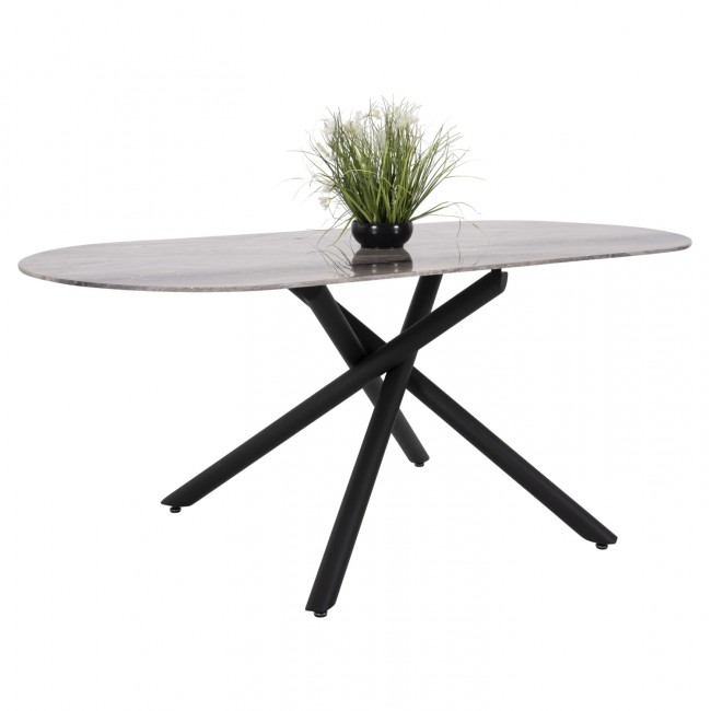 Τραπέζι τραπεζαρίας "PRENTIS" από μέταλλο/κεραμικό σε χρώμα μαύρο 180x90x76