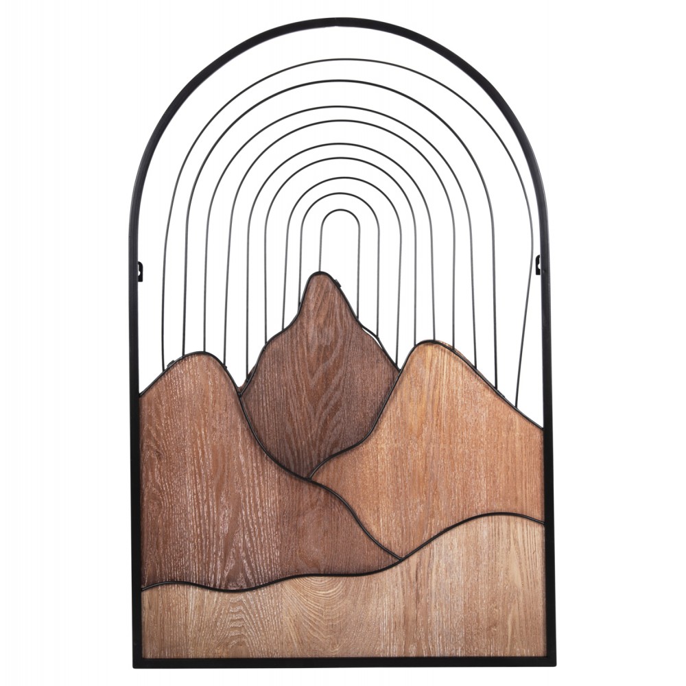 Διακοσμητικό τοίχου από μέταλλο/ξύλο σε μαύρο/φυσικό χρώμα 60x3,5x93