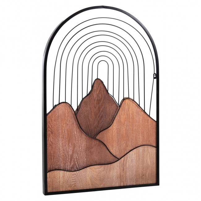 Διακοσμητικό τοίχου από μέταλλο/ξύλο σε μαύρο/φυσικό χρώμα 60x3,5x93