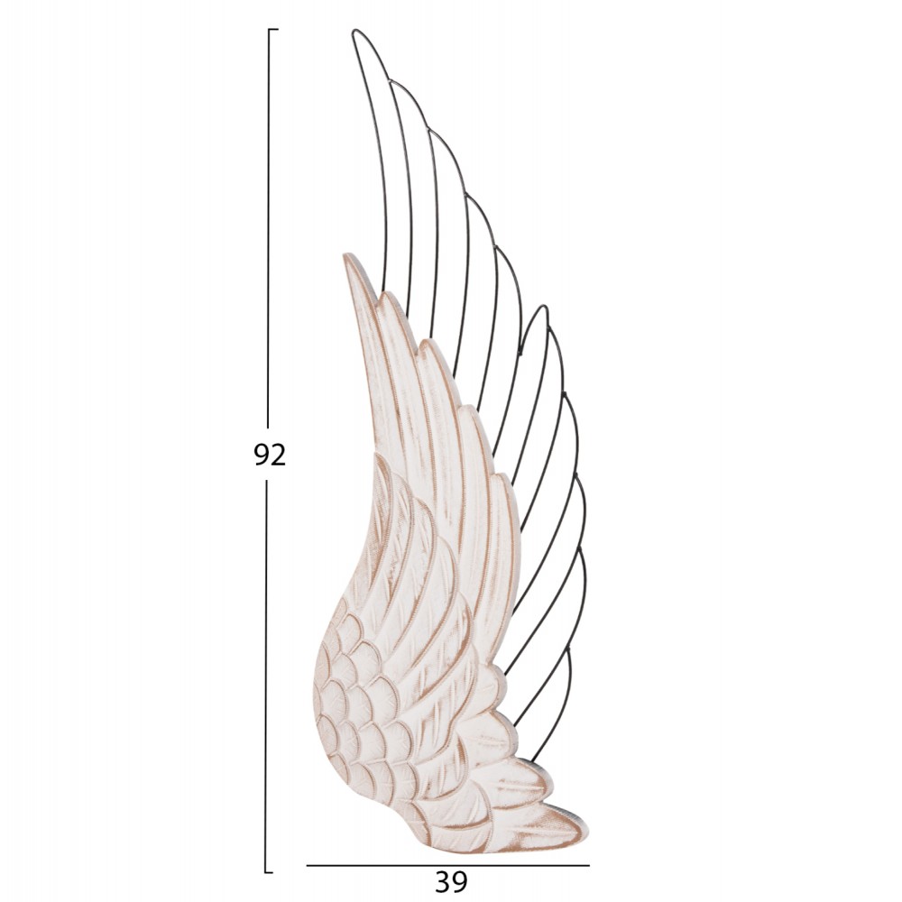 Διακοσμητικό τοίχου "ΦΤΕΡΑ" από μέταλλο/mdf σε μαύρο/λευκό χρώμα 39x1,5x92