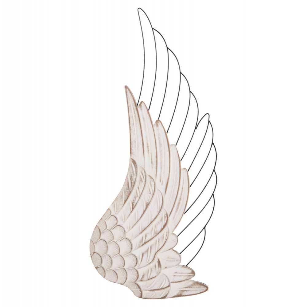 Διακοσμητικό τοίχου "ΦΤΕΡΑ" από μέταλλο/mdf σε μαύρο/λευκό χρώμα 39x1,5x92