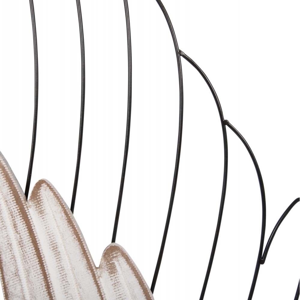 Διακοσμητικό τοίχου "ΦΤΕΡΑ" από μέταλλο/mdf σε μαύρο/λευκό χρώμα 39x1,5x92