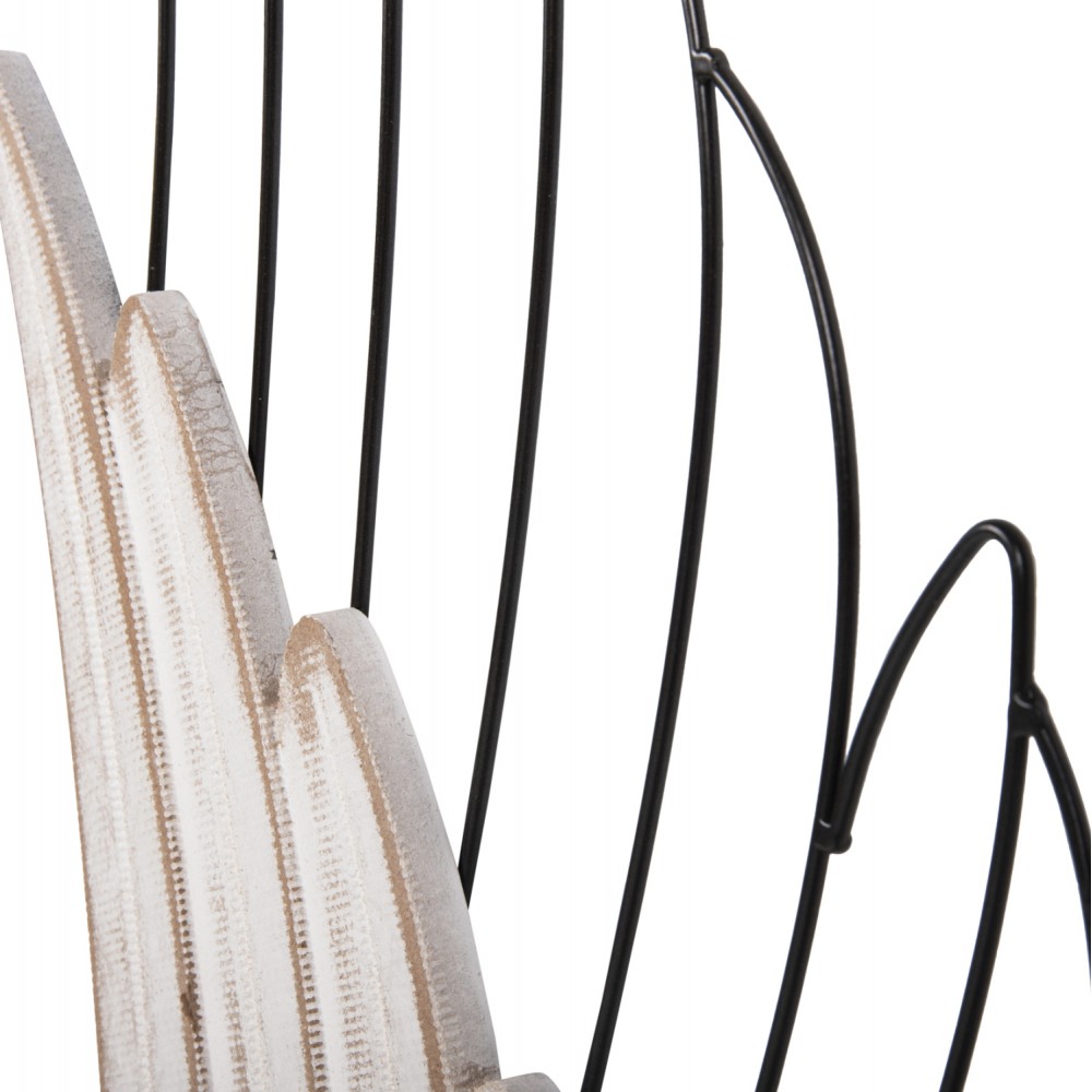 Διακοσμητικό τοίχου "ΦΤΕΡΑ" από μέταλλο/mdf σε μαύρο/λευκό χρώμα 39x1,5x92