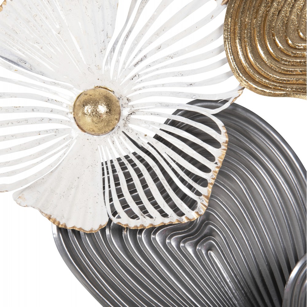 Διακοσμητικό τοίχου από μέταλλο σε χρώμα λευκό/γκρι/χρυσό 51x7,5x120