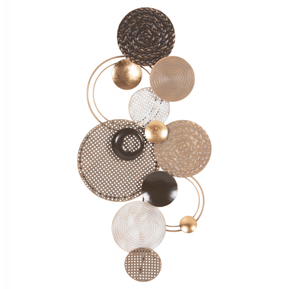 Διακοσμητικό τοίχου από μέταλλο σε χρώμα μπεζ/χρυσό/καφέ 60x5x122