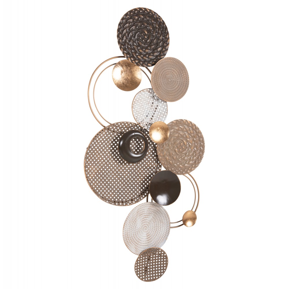 Διακοσμητικό τοίχου από μέταλλο σε χρώμα μπεζ/χρυσό/καφέ 60x5x122