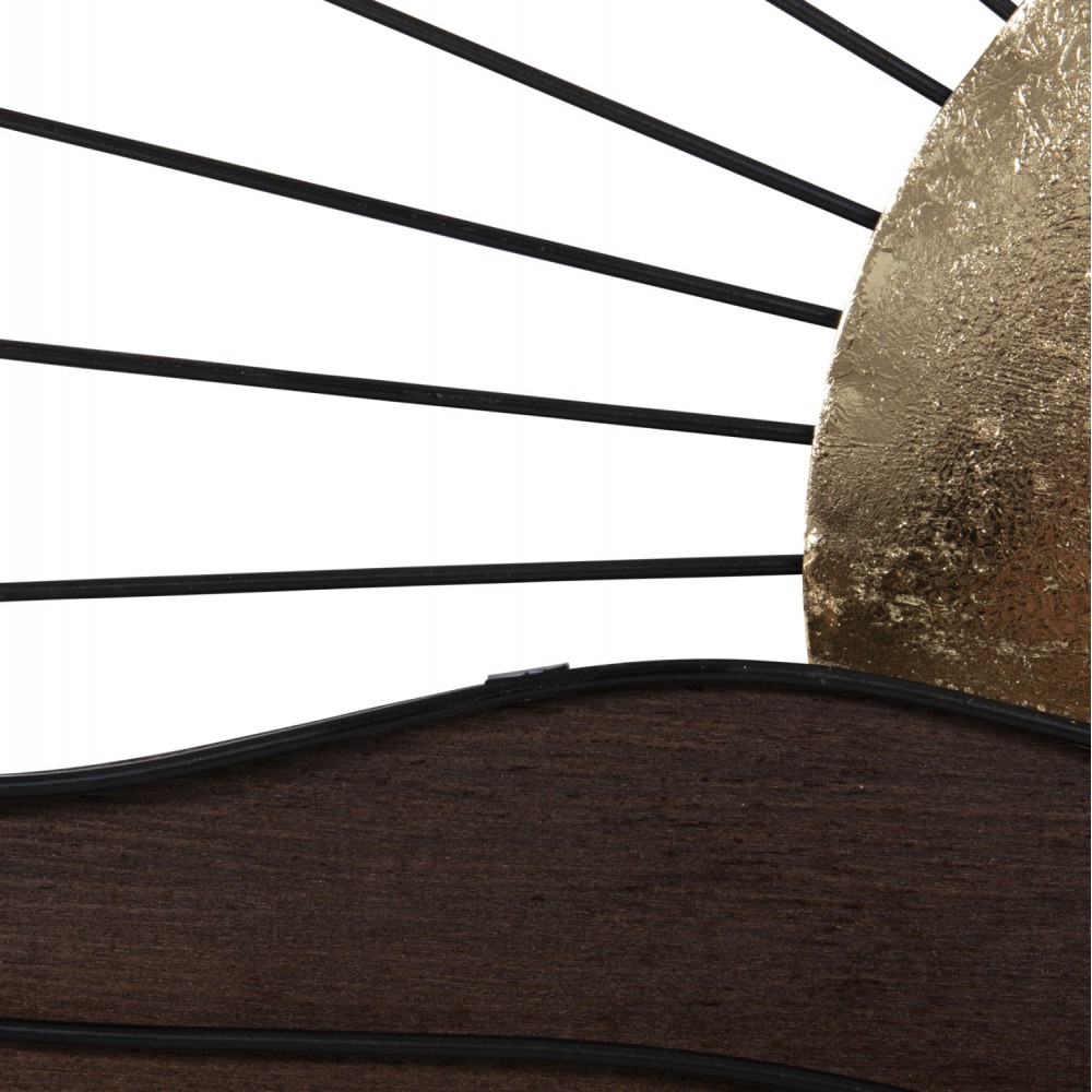 Διακοσμητικό τοίχου από μέταλλο/ξύλο σε μαύρο/καφέ/χρυσό χρώμα 117x3x50