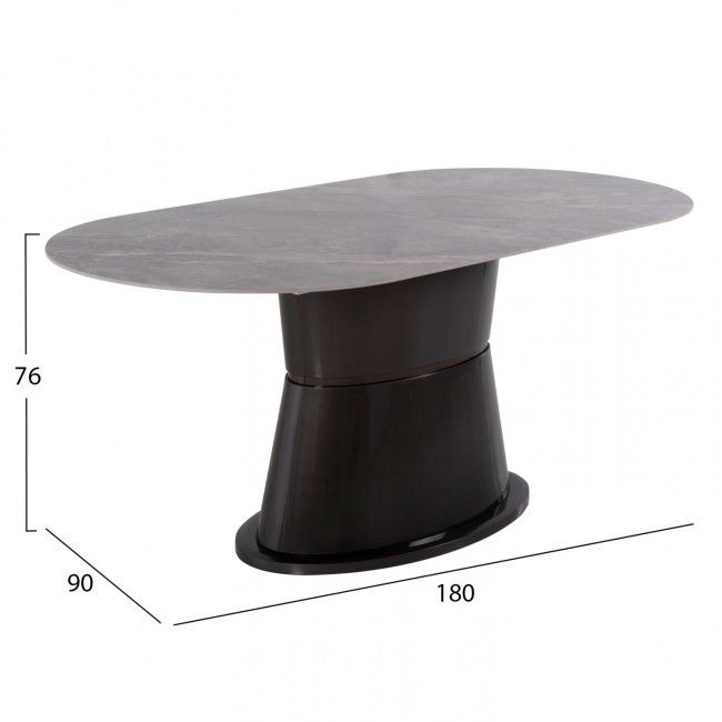 Τραπέζι τραπεζαρίας "BENT" από mdf/κεραμικό σε χρώμα ανθρακί 180x90x76
