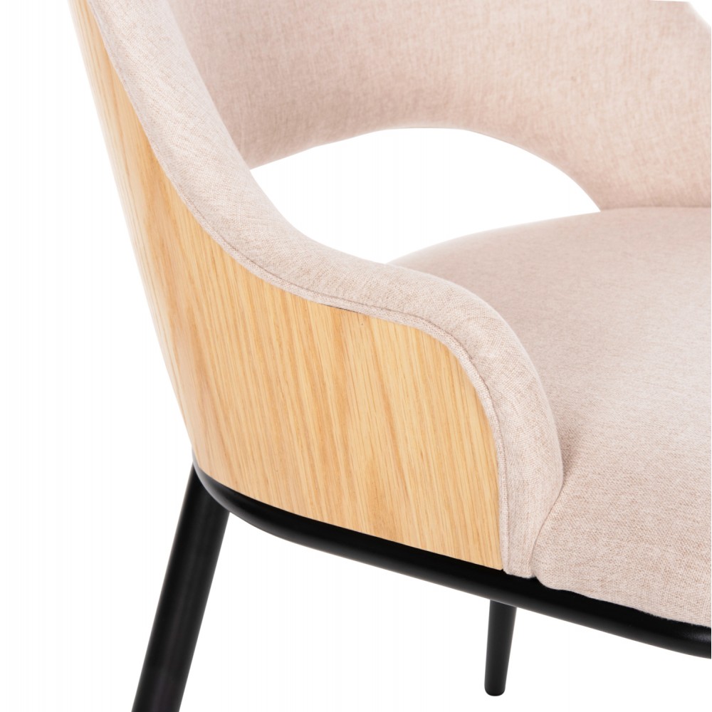 Πολυθρόνα "DELF" από μέταλλο/ύφασμα σε μαύρο/μπεζ χρώμα 48x55x76