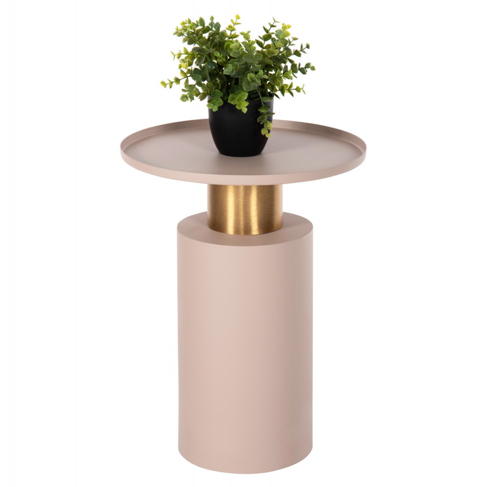 Τραπέζι βοηθητικό "PUNJAB" από μέταλλο σε χρώμα εκρού/χρυσό Φ36x47