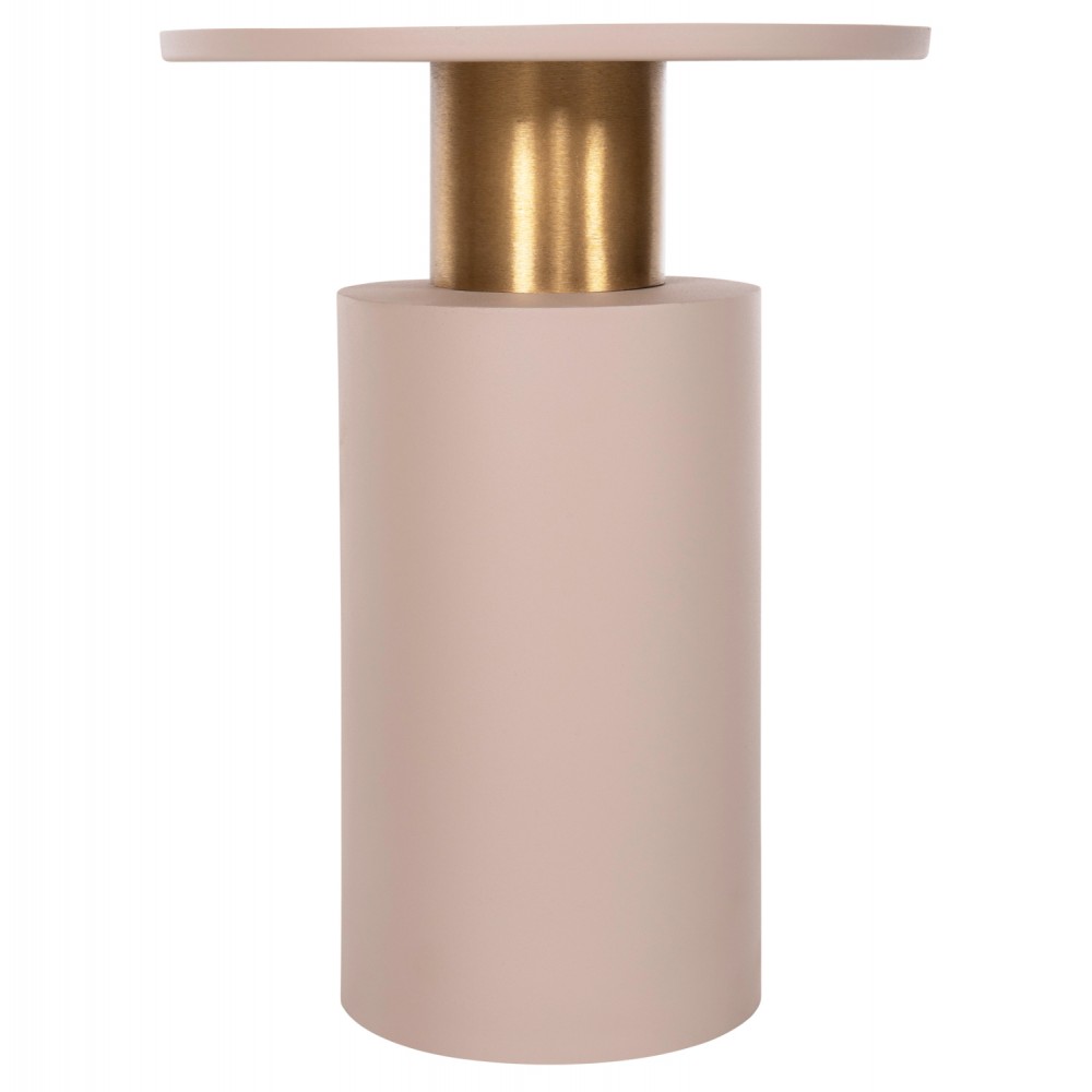 Τραπέζι βοηθητικό "PUNJAB" από μέταλλο σε χρώμα εκρού/χρυσό Φ36x47