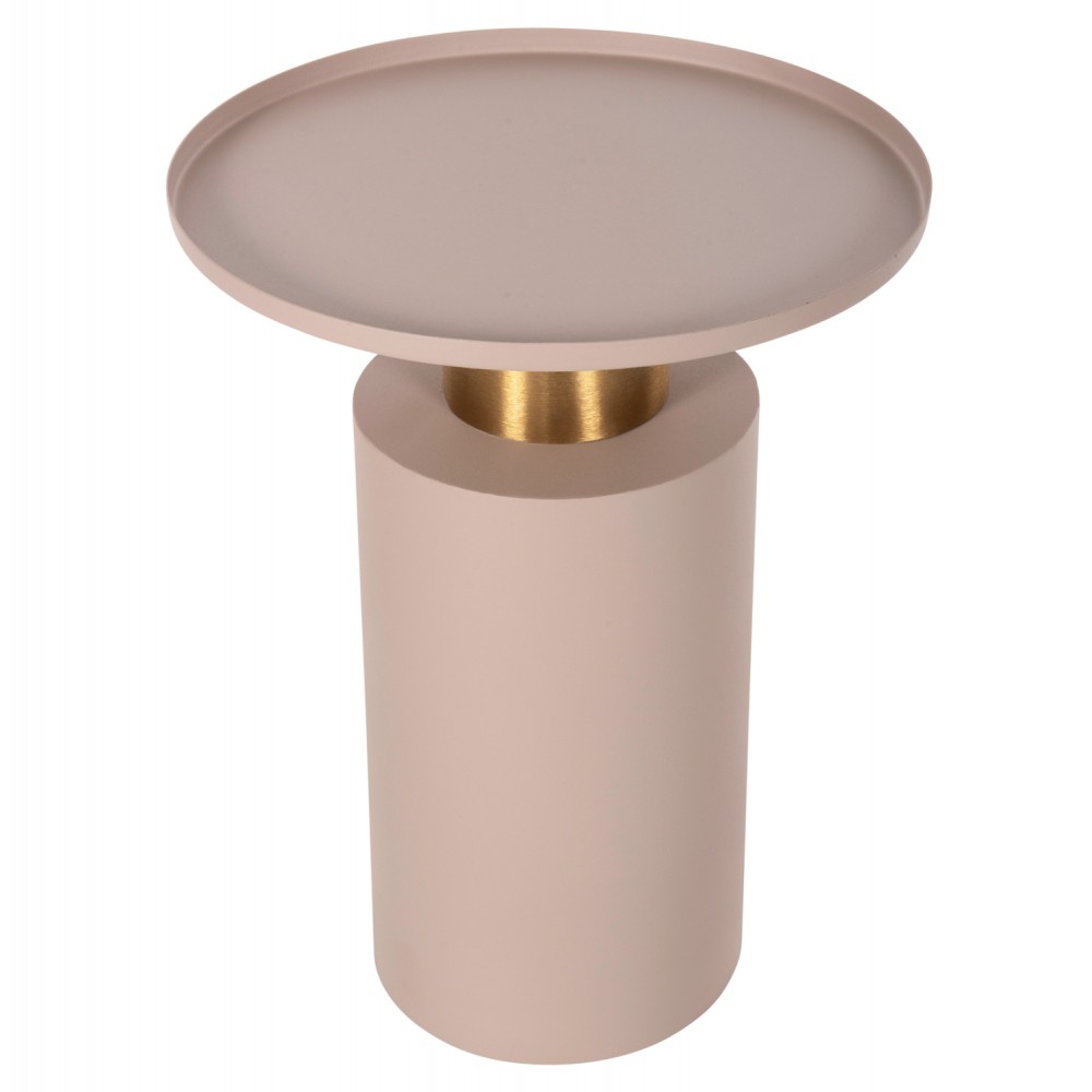 Τραπέζι βοηθητικό "PUNJAB" από μέταλλο σε χρώμα εκρού/χρυσό Φ36x47