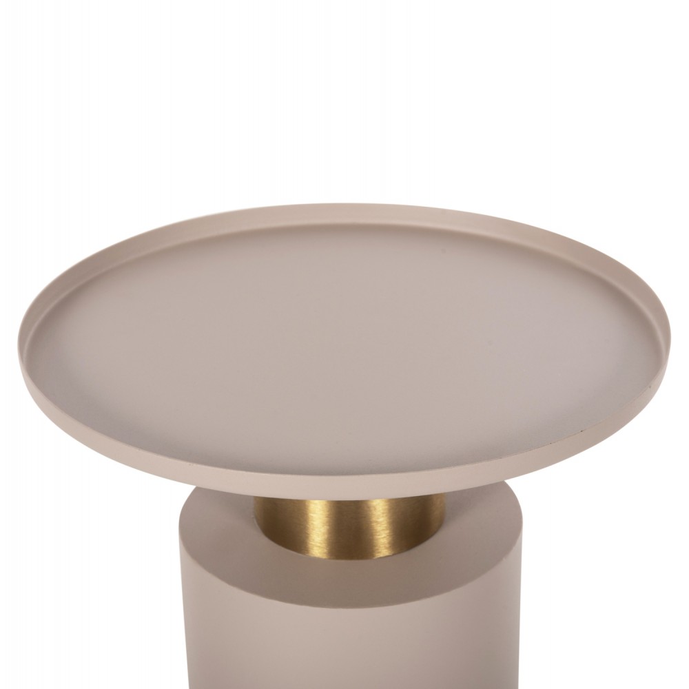 Τραπέζι βοηθητικό "PUNJAB" από μέταλλο σε χρώμα εκρού/χρυσό Φ36x47