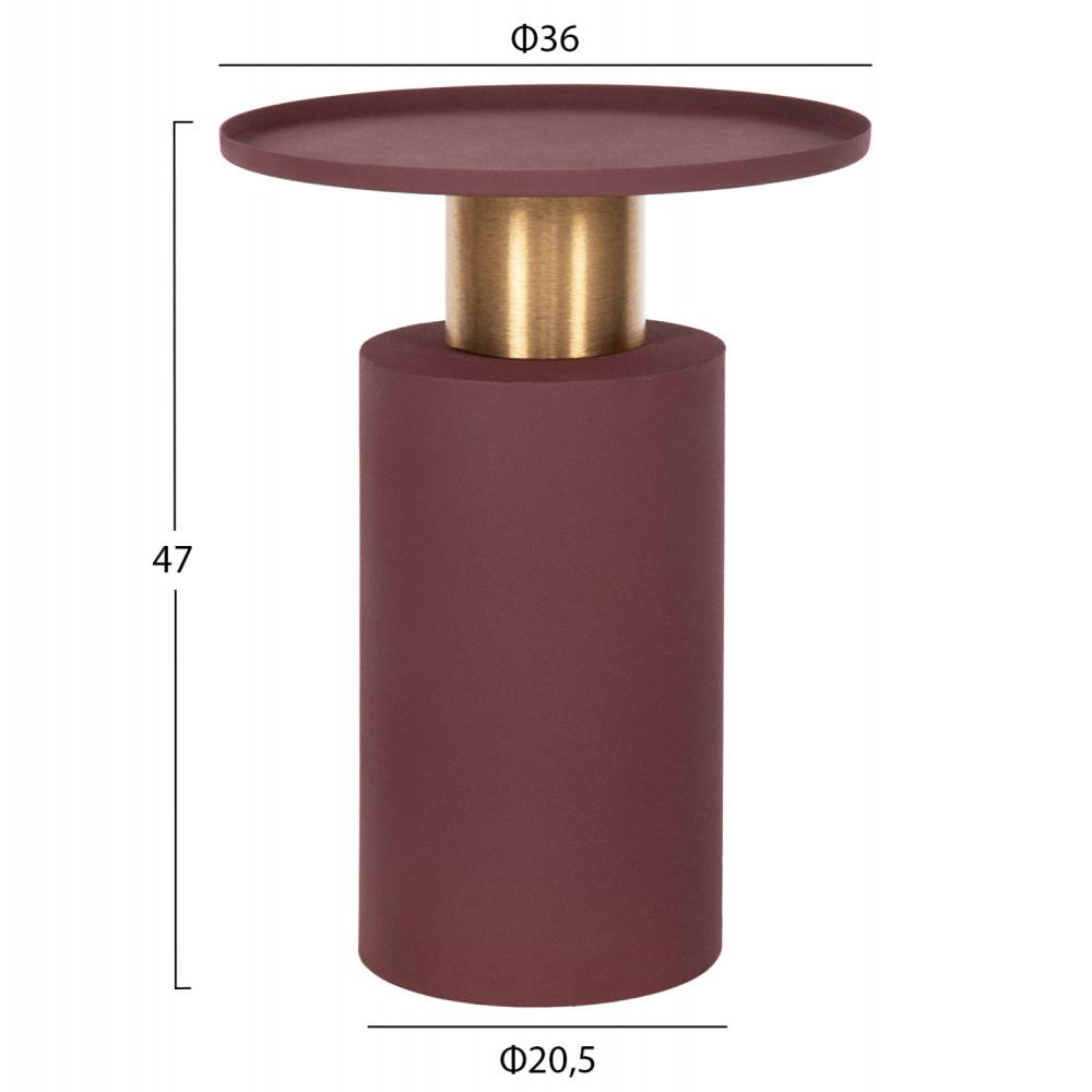 Τραπέζι βοηθητικό "PUNJAB" από μέταλλο σε χρώμα κεραμιδί/χρυσό Φ36x47