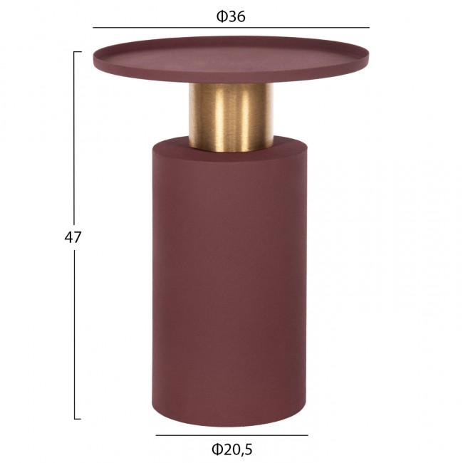 Τραπέζι βοηθητικό "PUNJAB" από μέταλλο σε χρώμα κεραμιδί/χρυσό Φ36x47