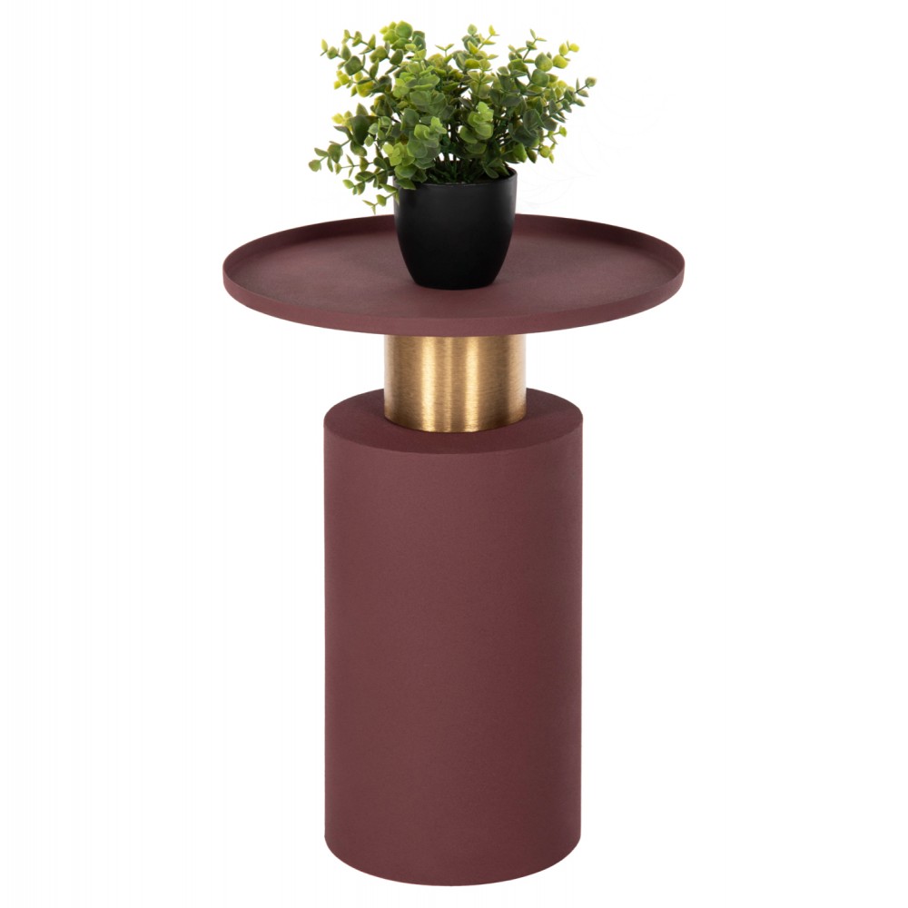 Τραπέζι βοηθητικό "PUNJAB" από μέταλλο σε χρώμα κεραμιδί/χρυσό Φ36x47