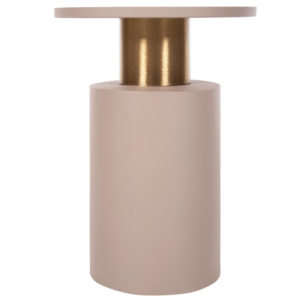 Τραπέζι βοηθητικό "PUNJAB" από μέταλλο σε χρώμα εκρού/χρυσό Φ30,5x42