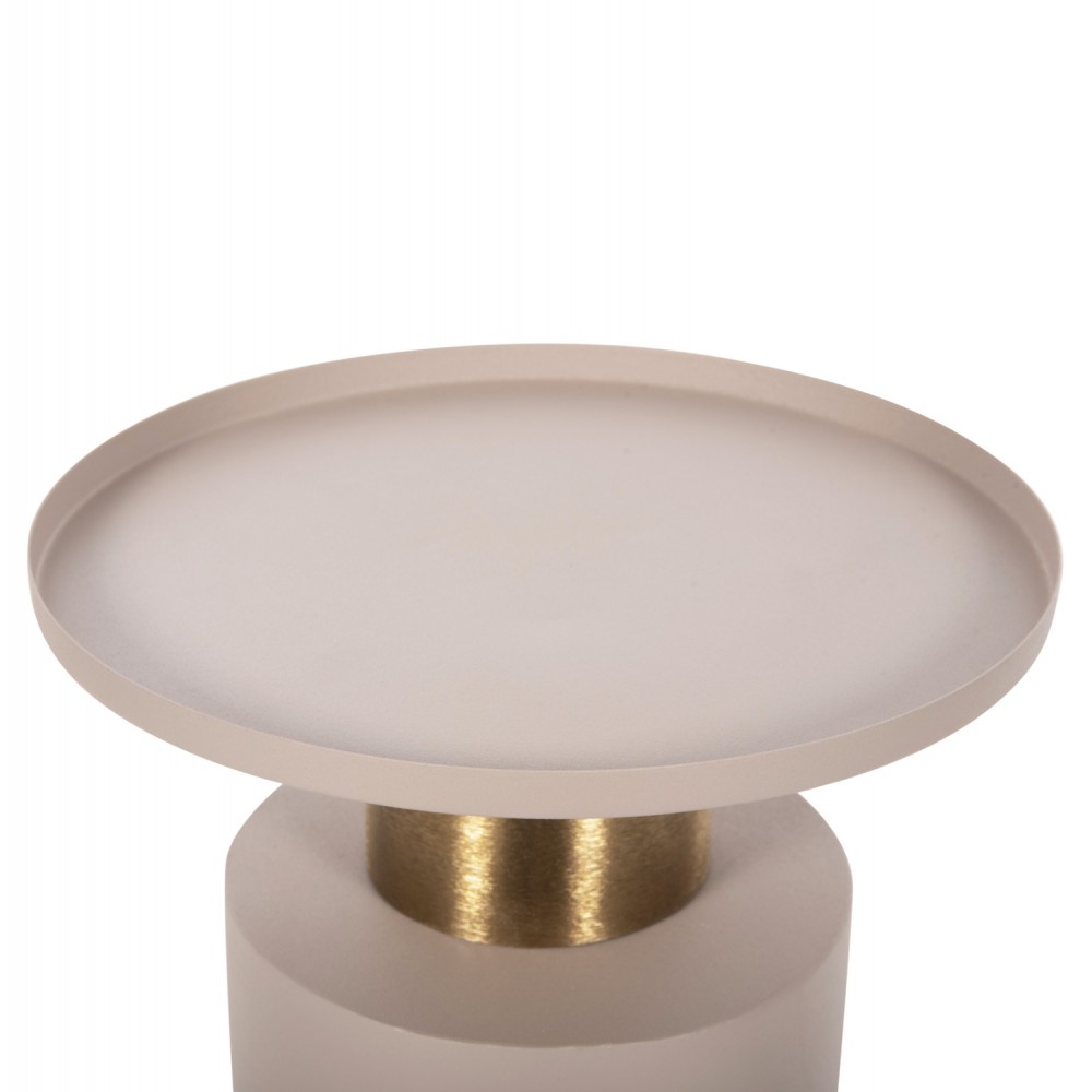 Τραπέζι βοηθητικό "PUNJAB" από μέταλλο σε χρώμα εκρού/χρυσό Φ30,5x42