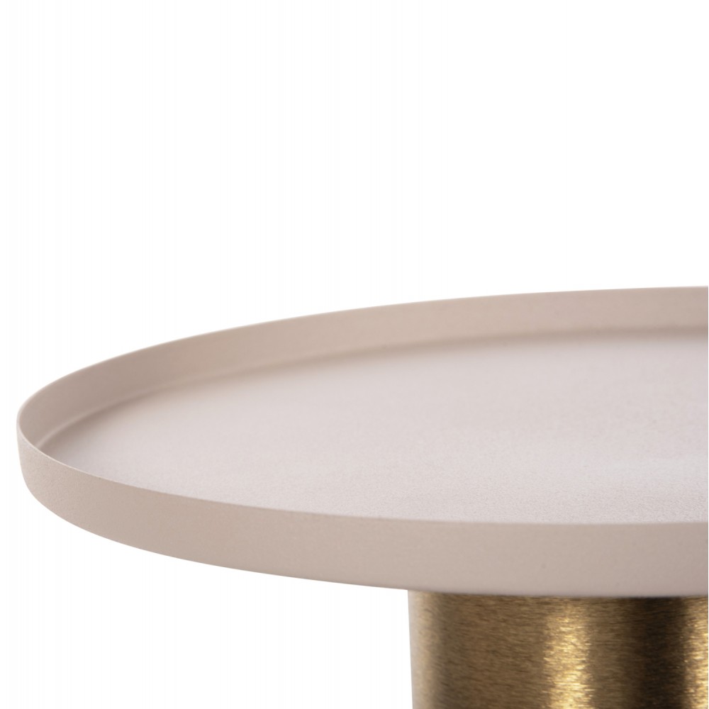 Τραπέζι βοηθητικό "PUNJAB" από μέταλλο σε χρώμα εκρού/χρυσό Φ30,5x42