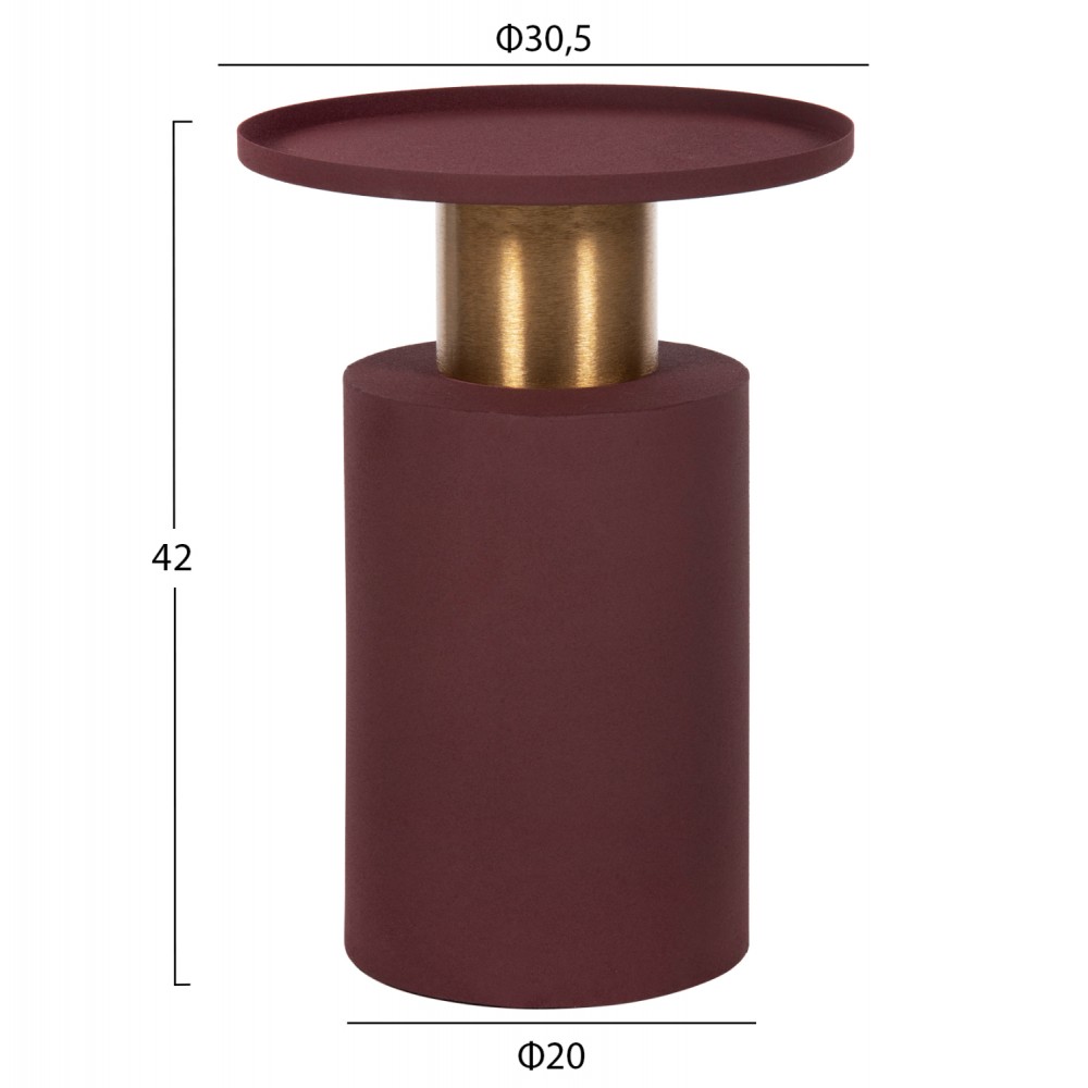 Τραπέζι βοηθητικό "PUNJAB" από μέταλλο σε χρώμα κεραμιδί/χρυσό Φ30,5x42