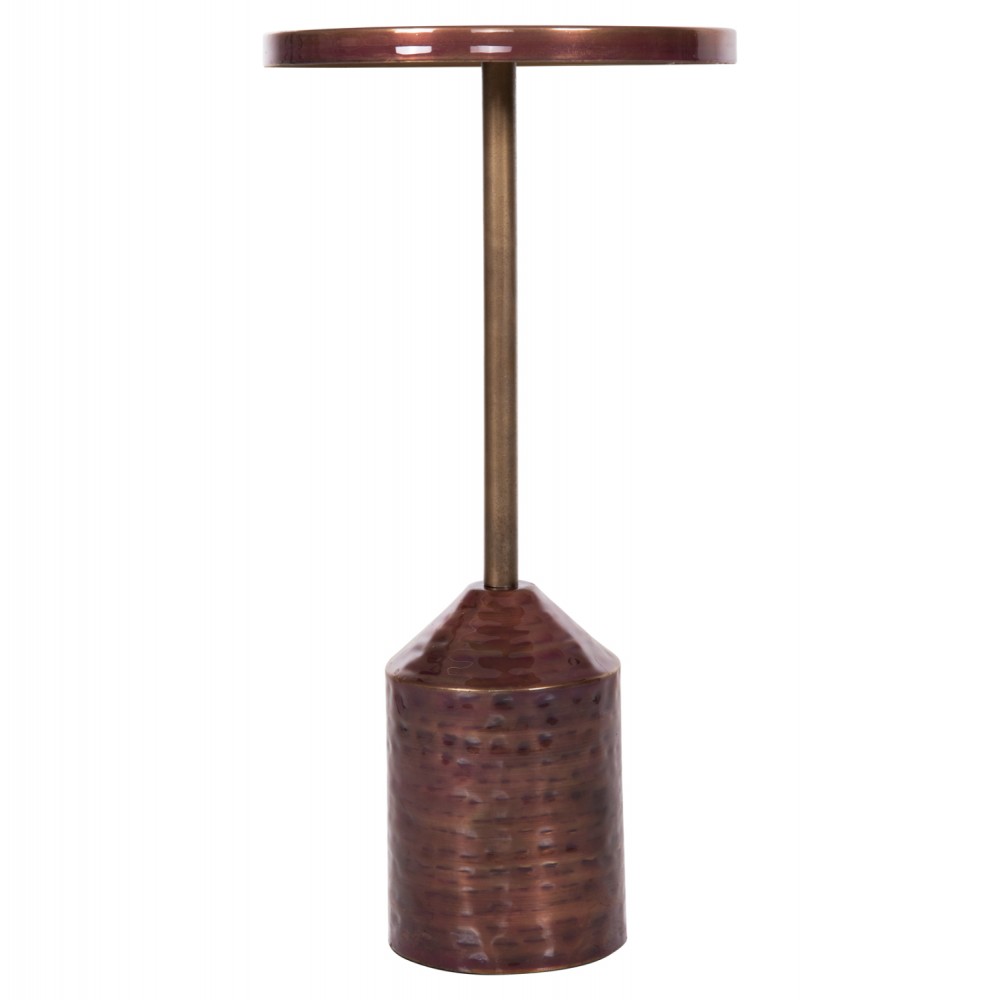 Τραπέζι βοηθητικό "BOMBAY" από μέταλλο σε χρώμα χάλκινο Φ25,5x51,5