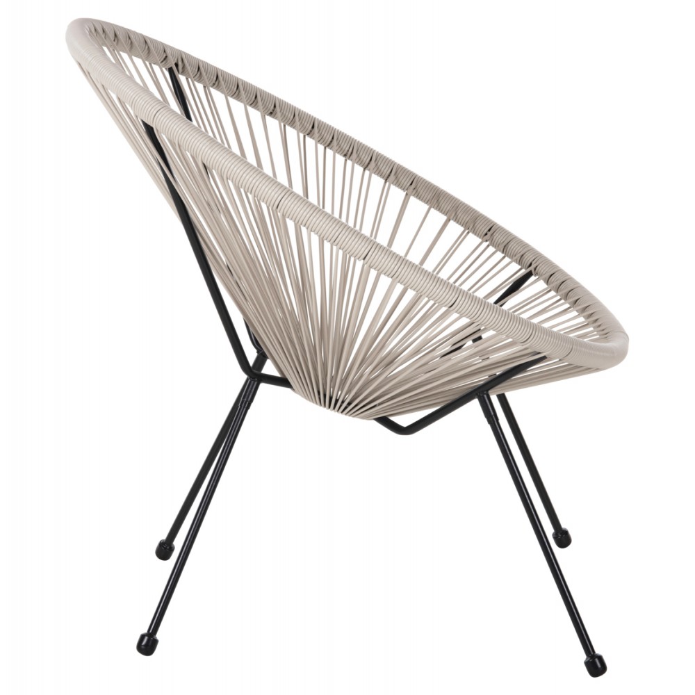 Πολυθρόνα "ACAPULCO" από μέταλλο/ραττάν σε χρώμα μαύρο/εκρού 71x72x80