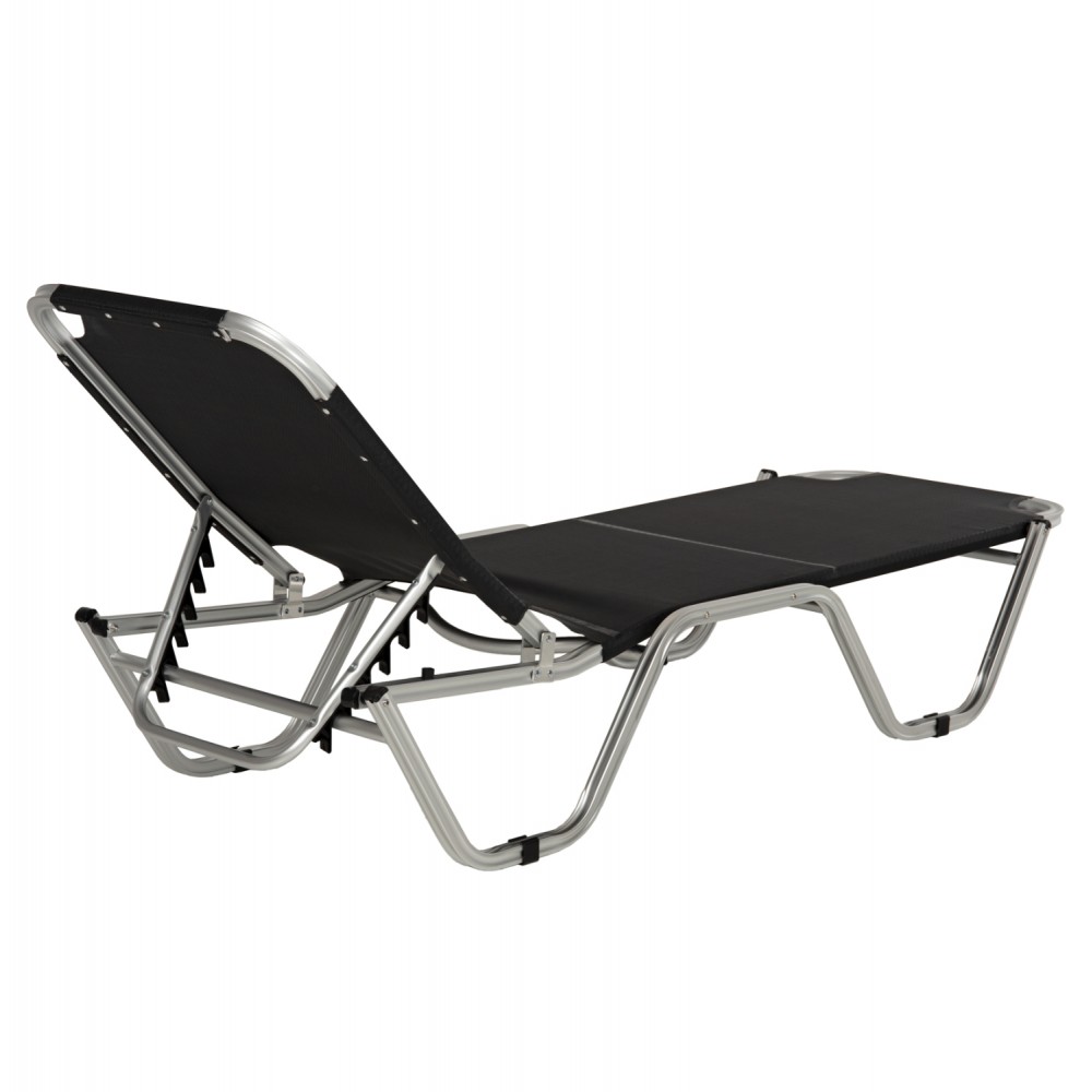 Ξαπλώστρα "WALDO" από αλουμίνιο/textilene σε μαύρο χρώμα 195x53-60x30