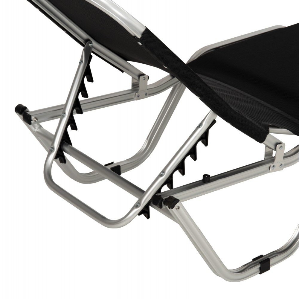 Ξαπλώστρα "WALDO" από αλουμίνιο/textilene σε μαύρο χρώμα 195x53-60x30