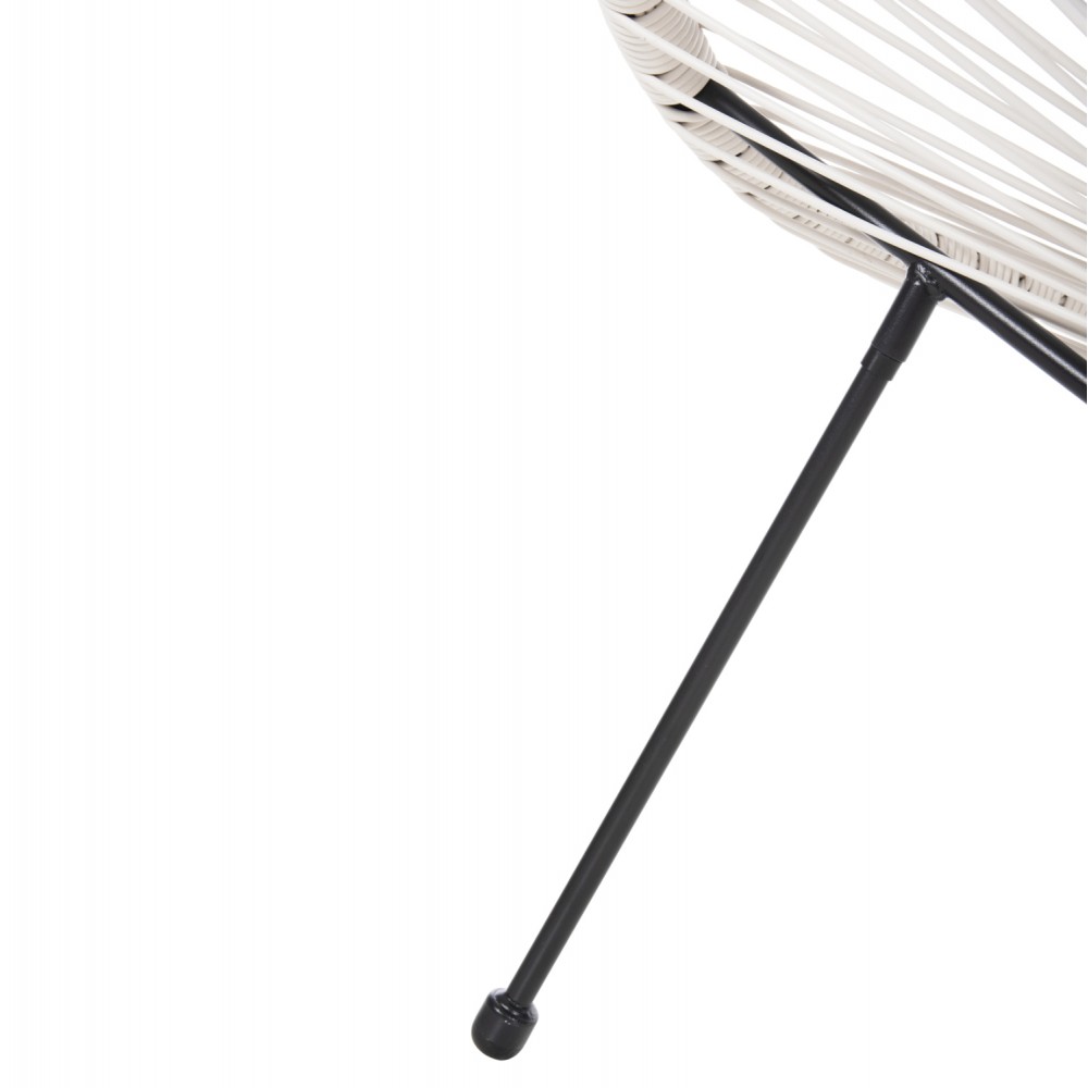 Πολυθρόνα "ACAPULCO" από μέταλλο/ραττάν σε χρώμα μαύρο/λευκό 71x72x80
