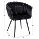 Πολυθρόνα "LUANDA" από βελούδο/μέταλλο σε χρώμα μαύρο 62x54x79